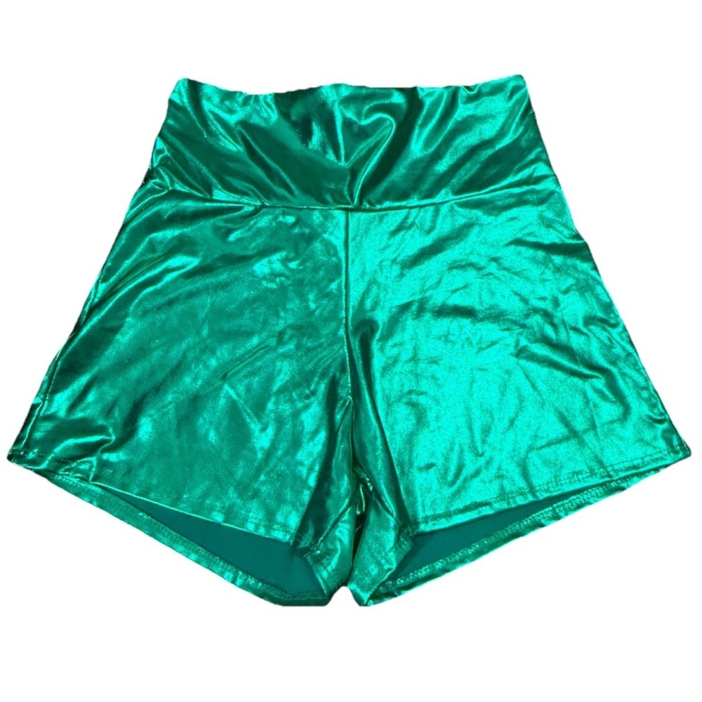 Sidecca vintage High Waist Green metallic Shorts festival hot pants